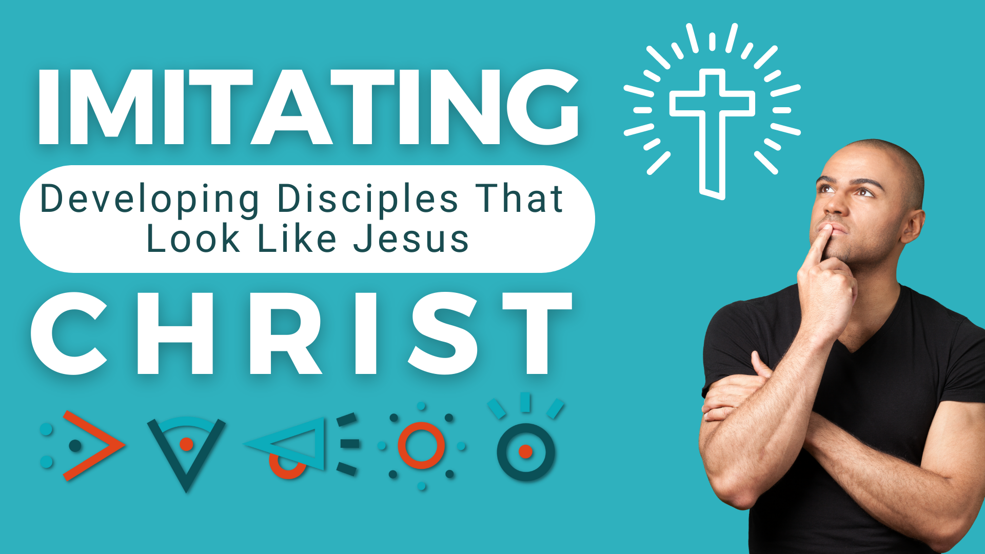 Man thinking while looking at a cross.